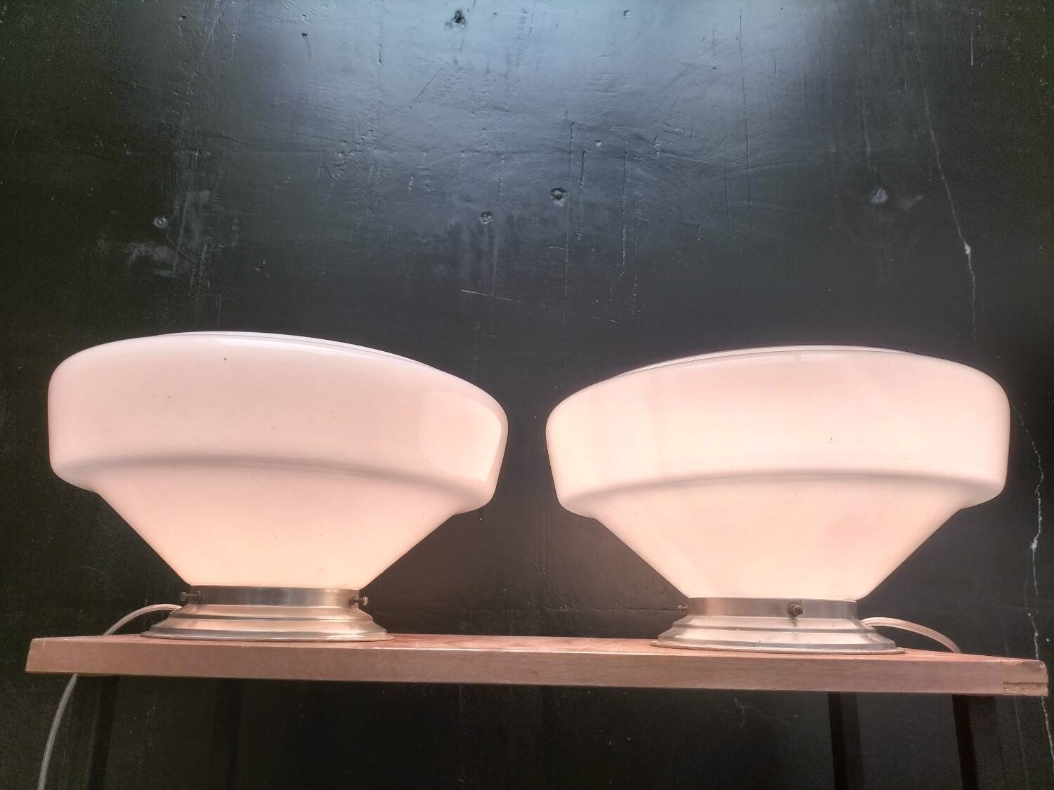 Pair of opaline lamps