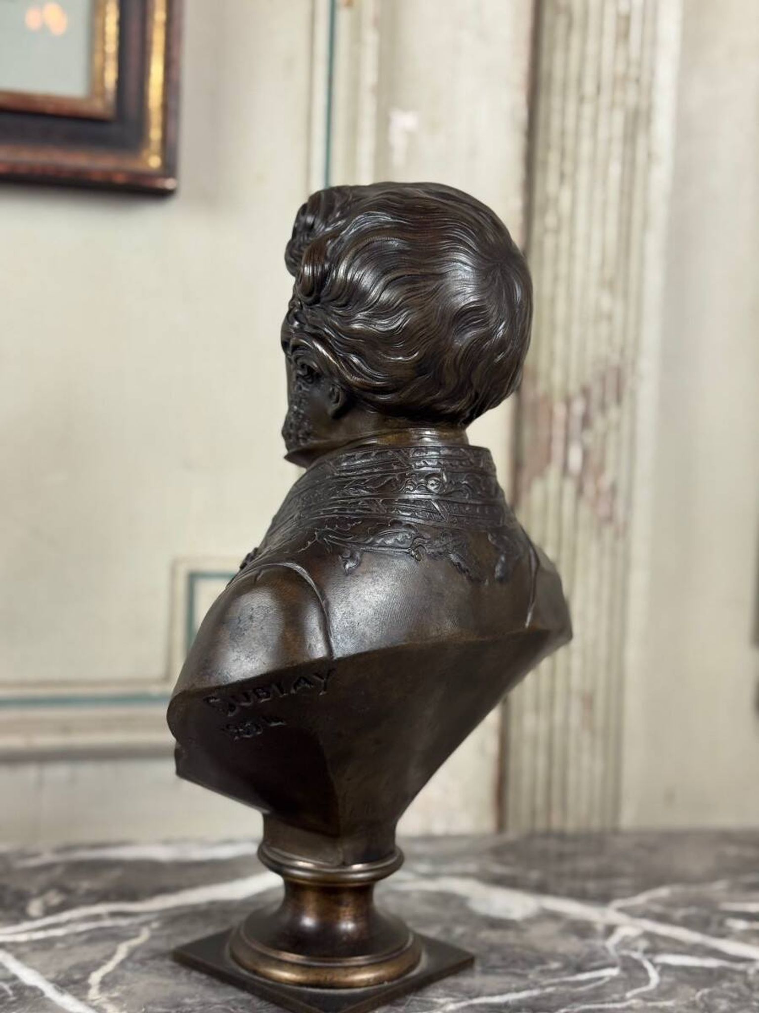 Bronze bust of Admiral Hucos, signed Dubray 1854