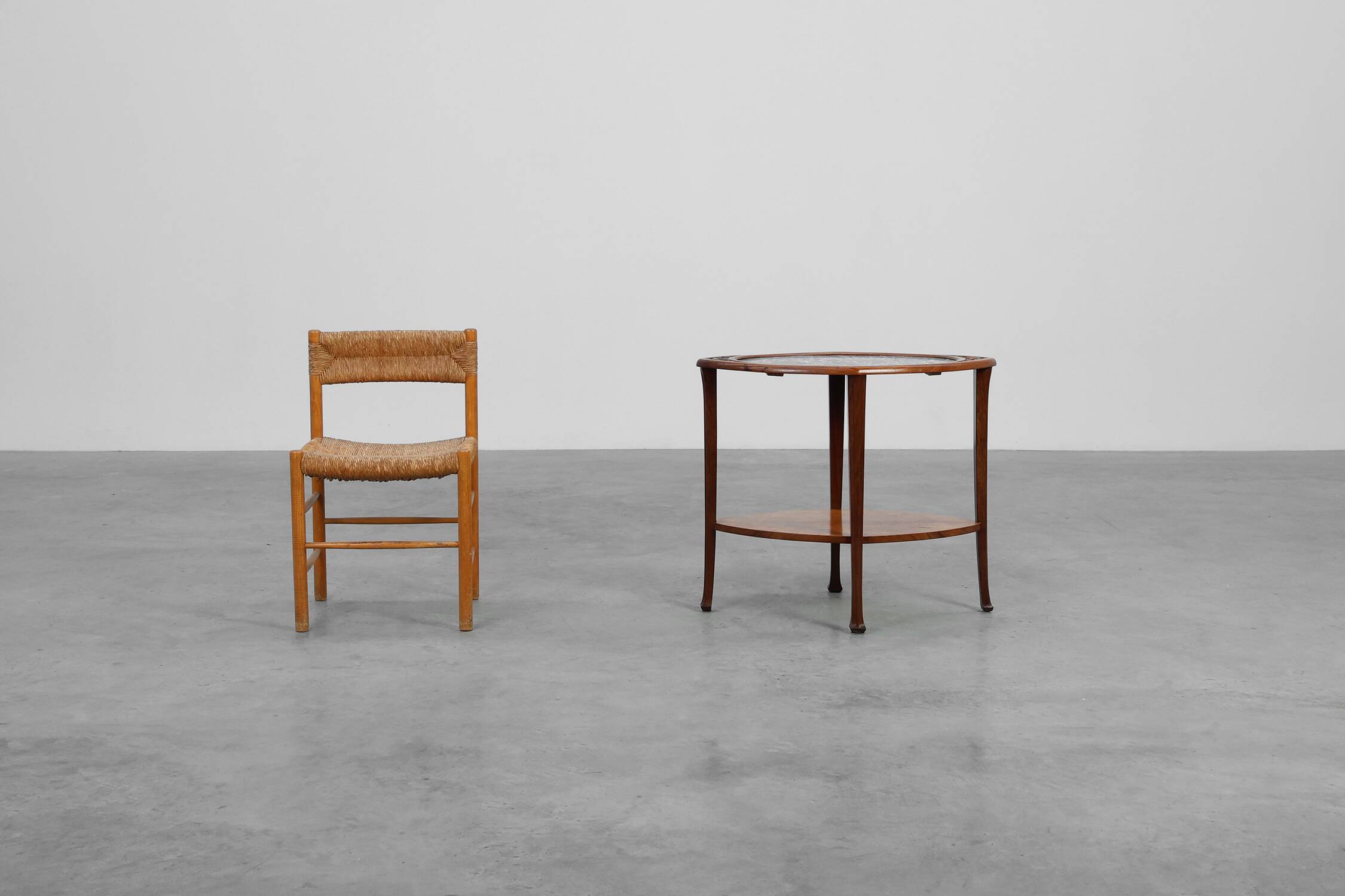 Art Nouveau Side Table in Walnut and Marble, France ca. 1915