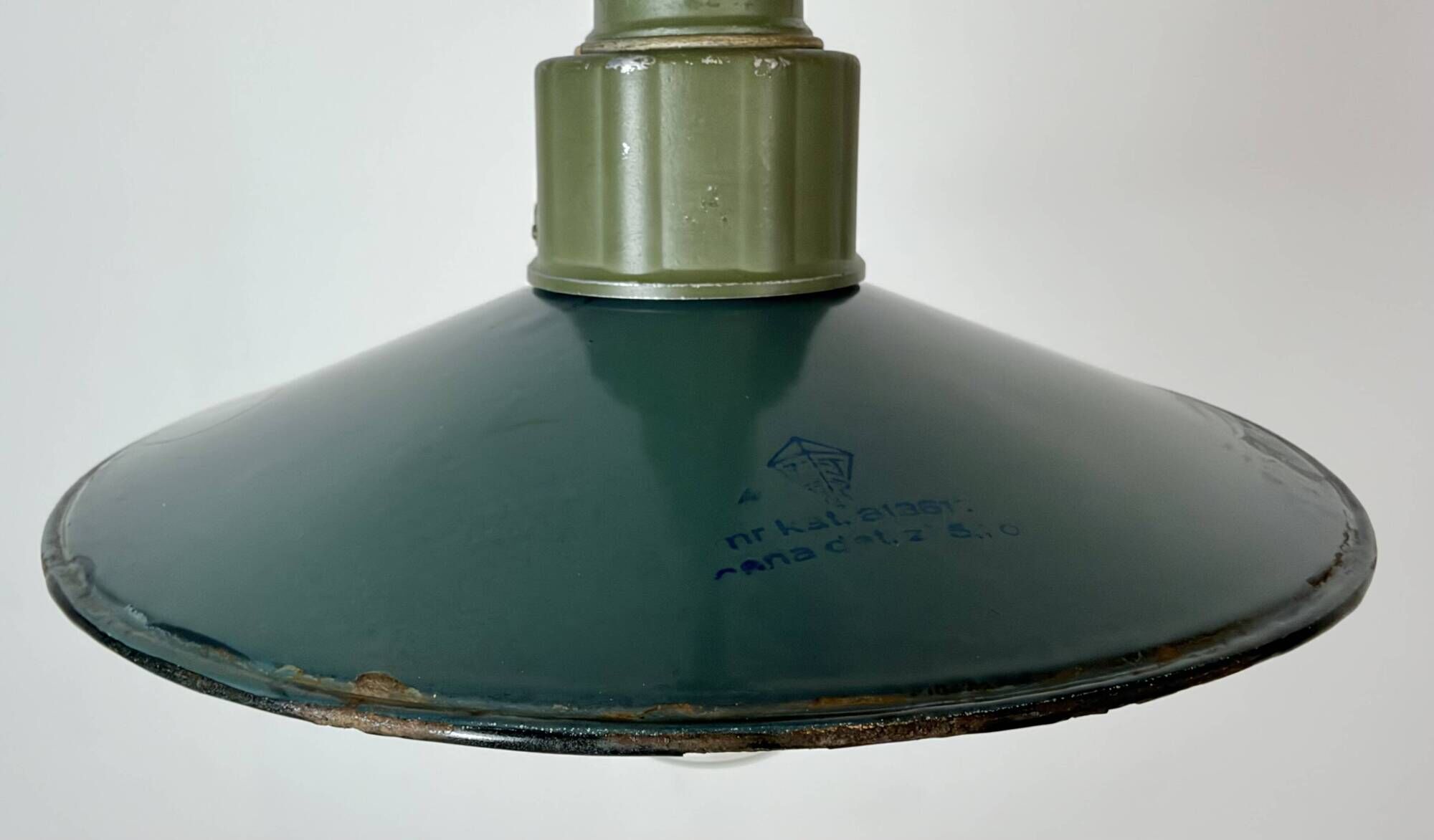 Industrial Petrol Enamel Military Pendant Lamp with Cast Aluminium Top