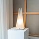 Milky White Murano Frosted Glass Pyramid Table Lamp with White Metal Base - Italian Space Age Design, 1970s