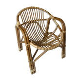 Fauteuil rotin corbeille vintage