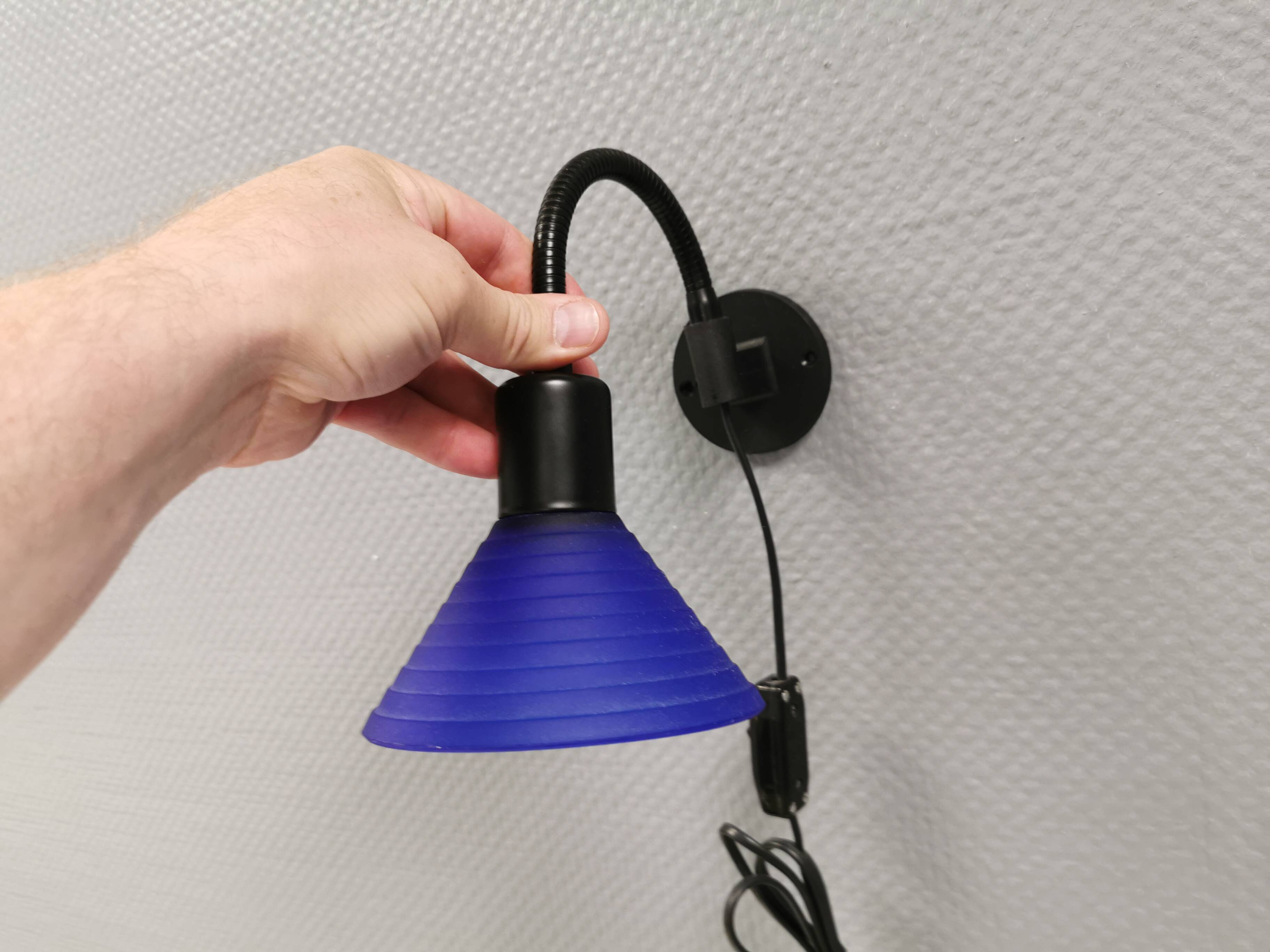 A set of wall lamps with blue glass shades from Danske Design-Light, 1980s.