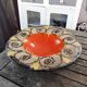 Dish Round orange ceramic vintage