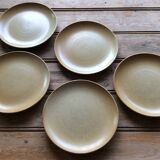 5 assiettes à dessert en grès