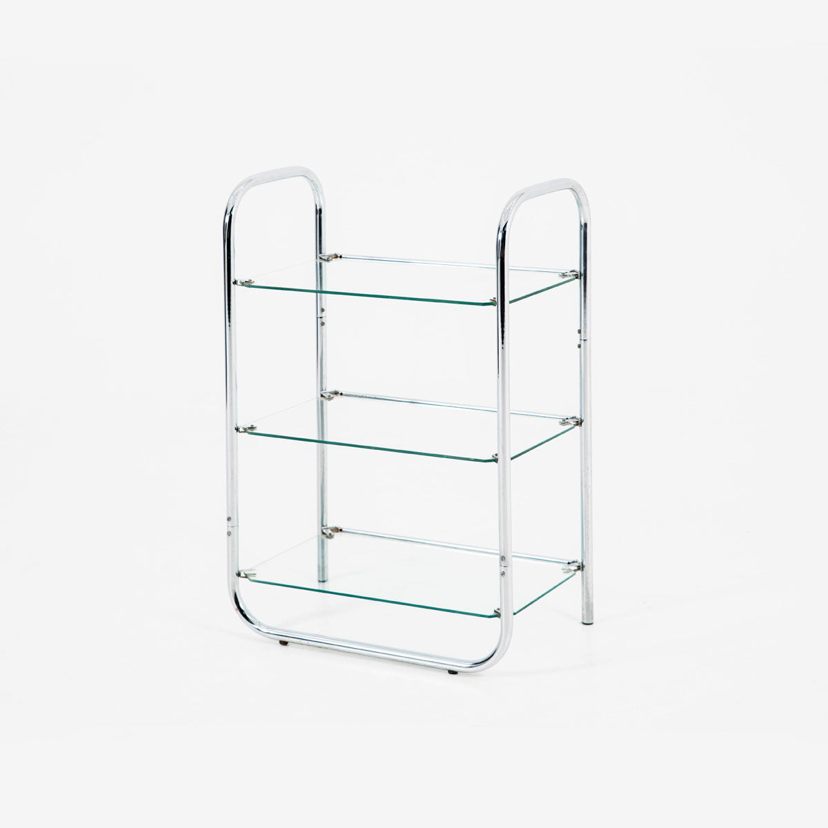 Chrome and glass shelf in Bauhaus style, 1970s