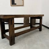 Old restored oak workbench