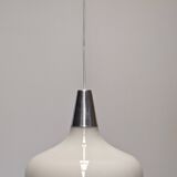 Water drop pendant light Space age in white opaline, France circa 1970.