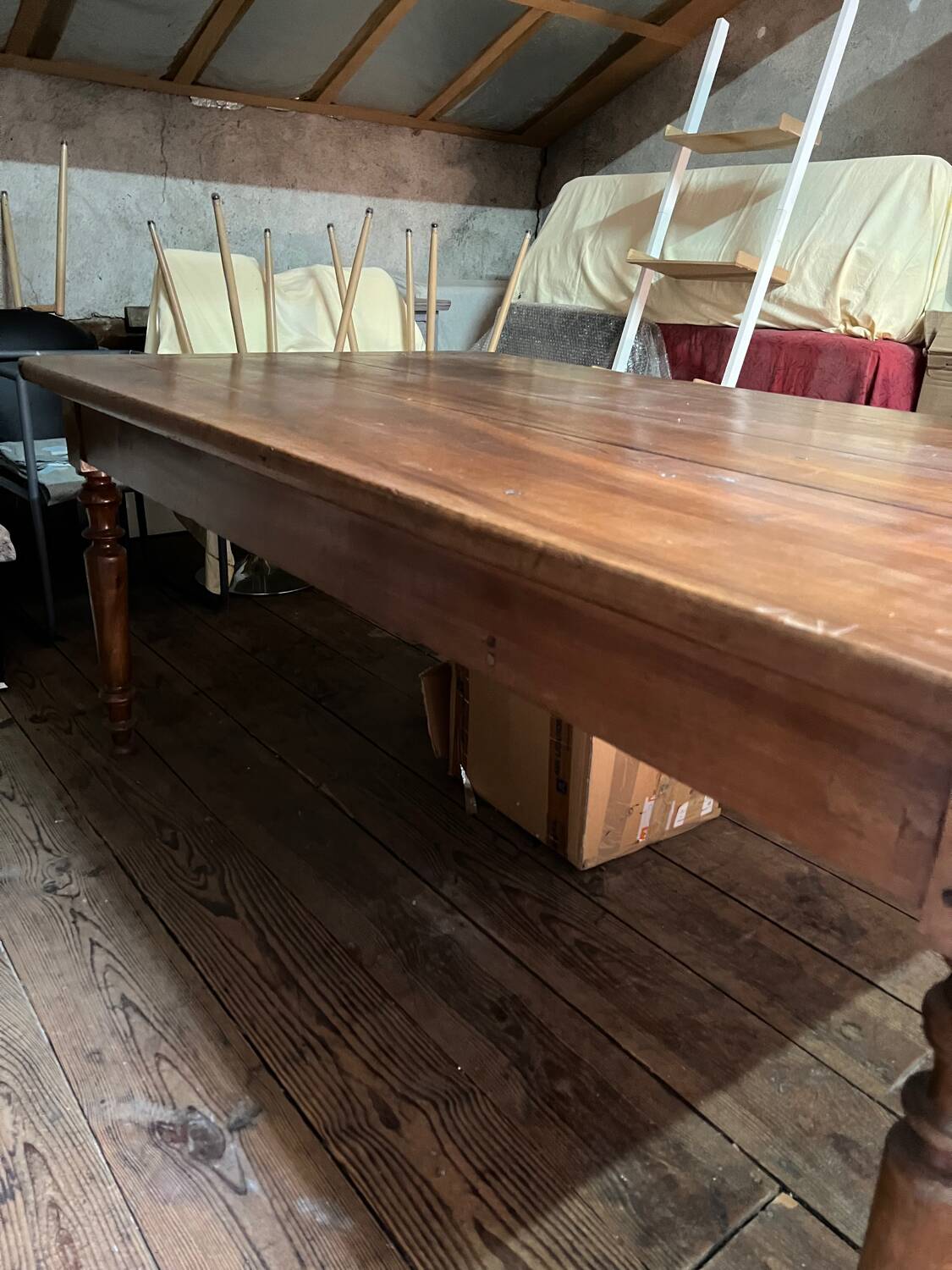 Solid wood farmhouse table, 19th century.