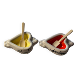 Salière poivrière vintage années 50 - céramique- formes cœurs