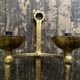 Pair of XXL torchlight sconces in golden beaten iron Italian work 1960