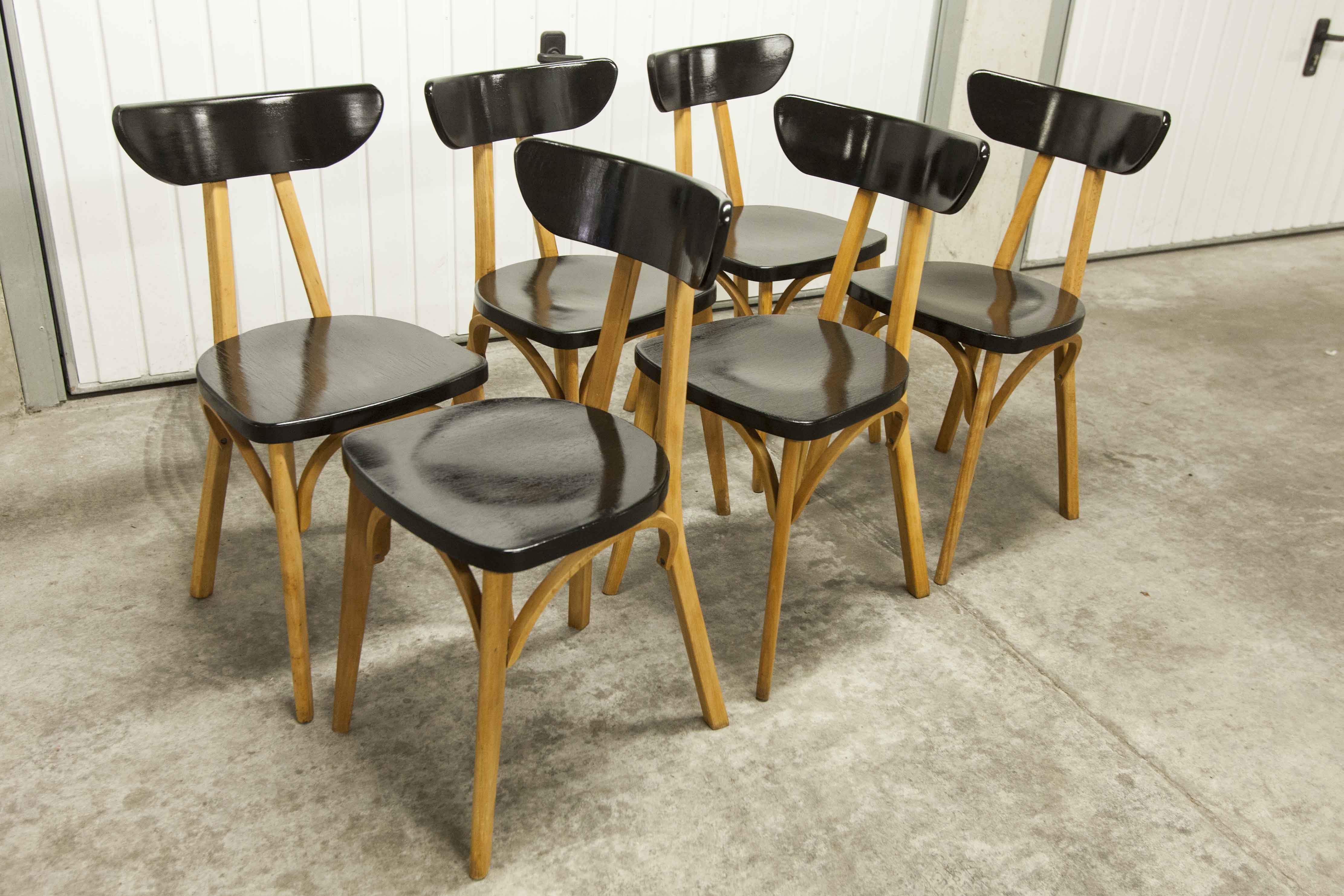 Set of 6 restored Luterma "banana" chairs