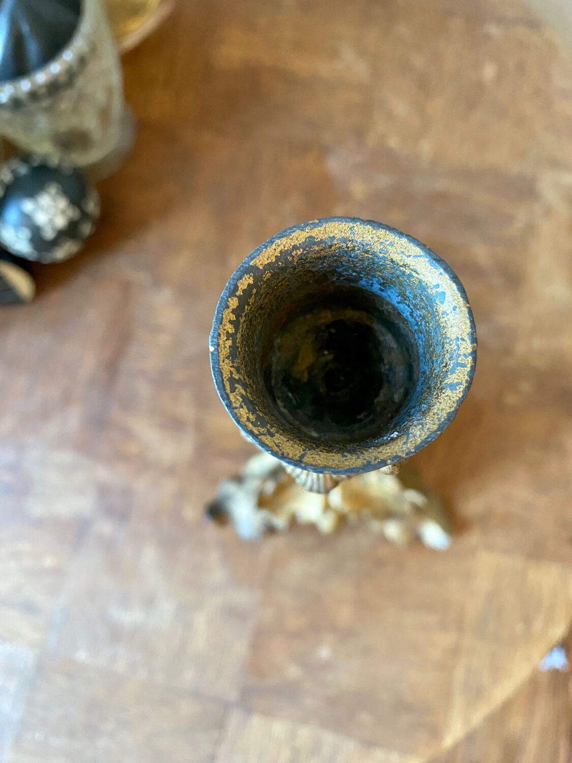 Late 19th century spelter candle holder