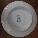 Royat Sarreguemines footed plate with blue decor