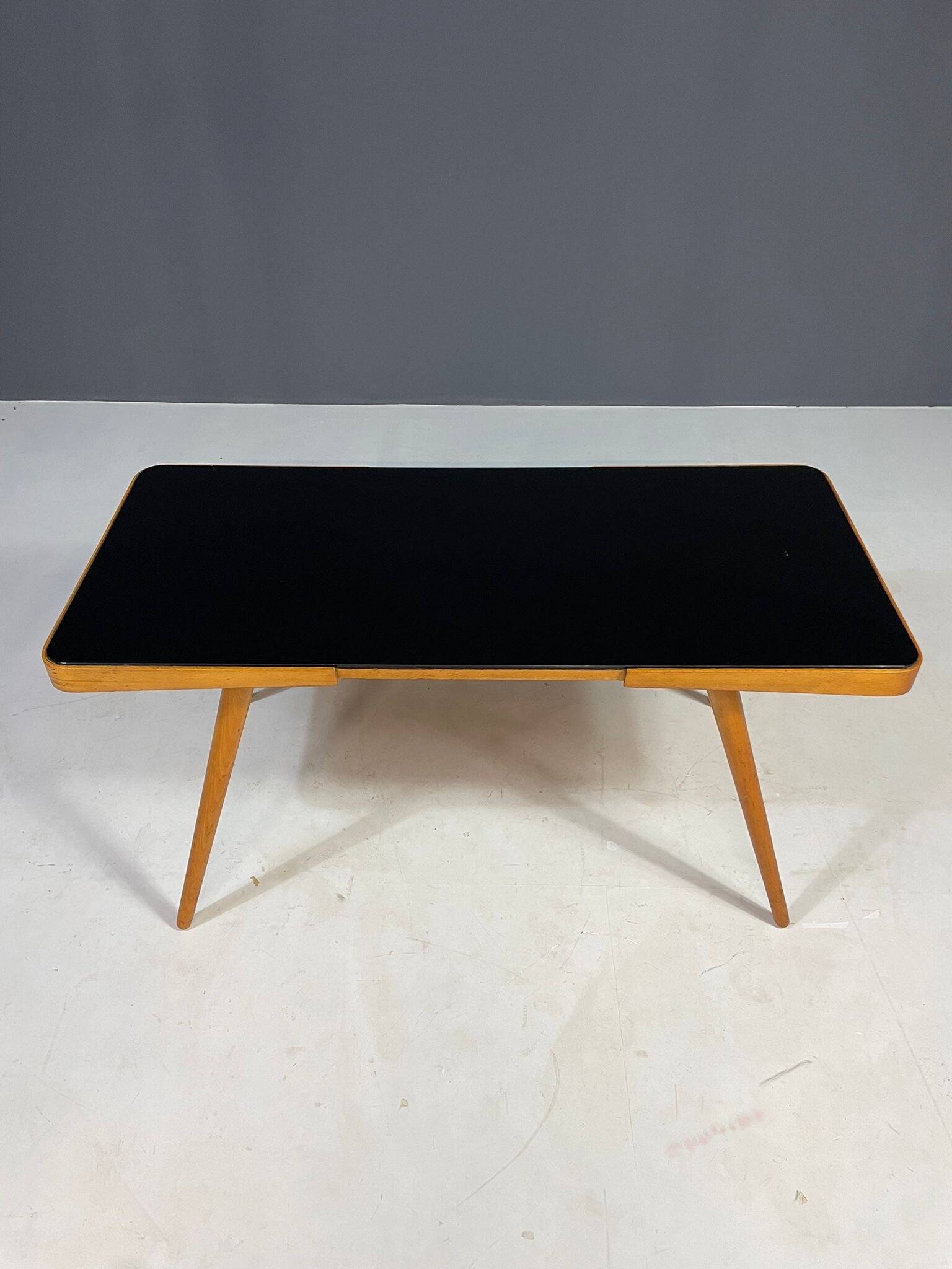 Mid-Century Coffee Table by Interiér Praha with Opaxite Glass Top, 1960s