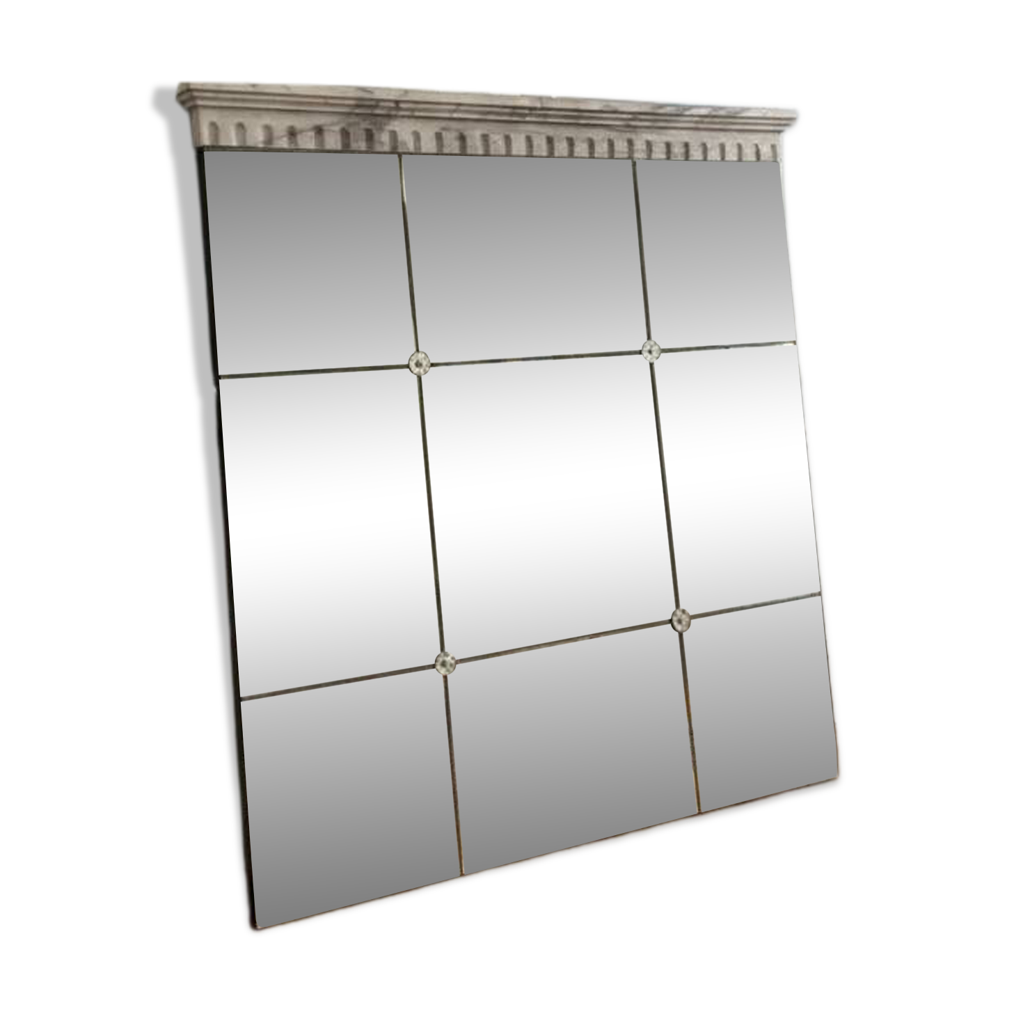 Large industrial-style mirror with glazing bars.