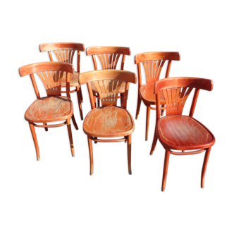 6 red bistro chairs
