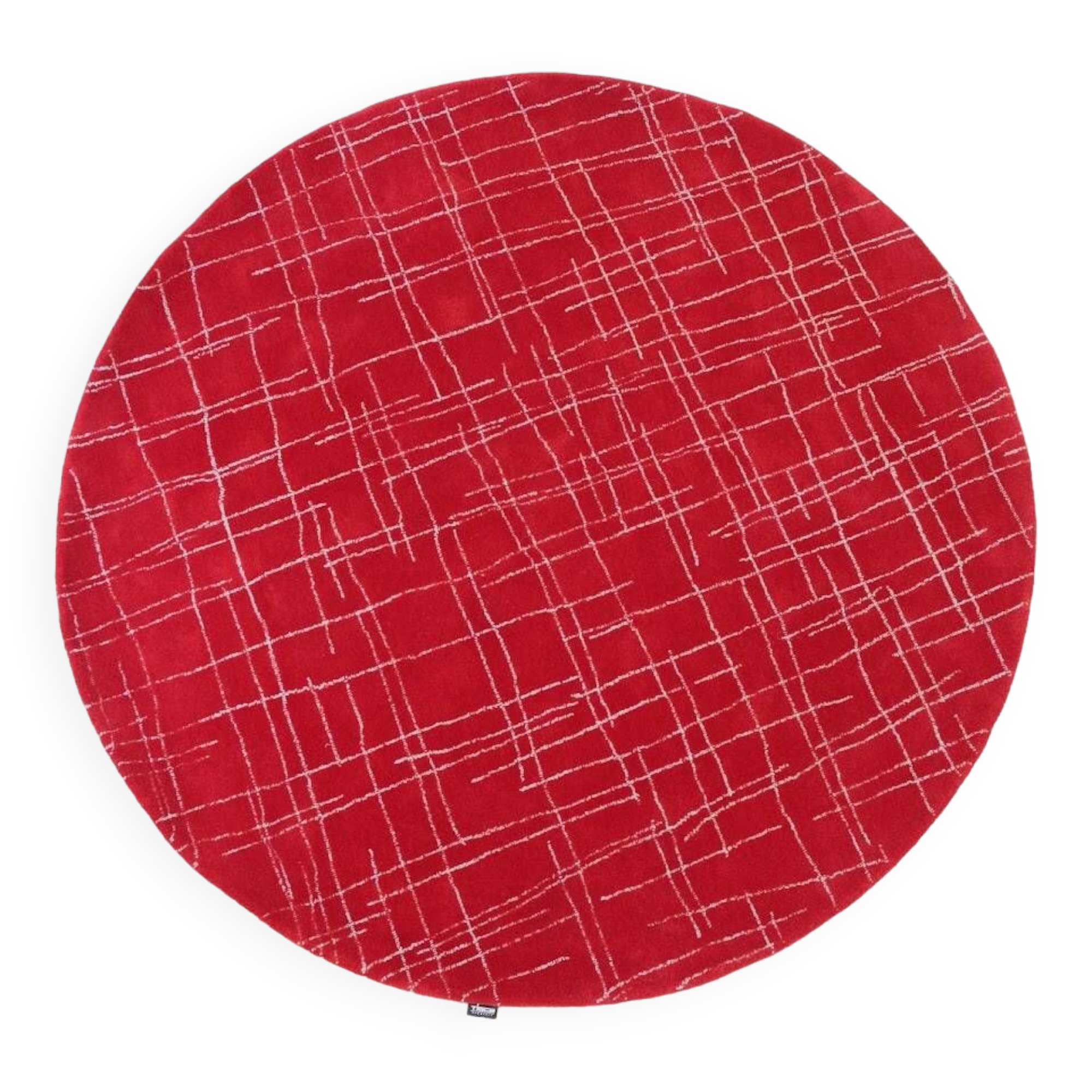 Hand-tufted Vintage Red Circular Rug by Tisca 1980's