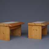 Tables de chevet en pin vintage, ensemble de 2
