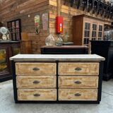 Old workshop furniture with 6 drawers.