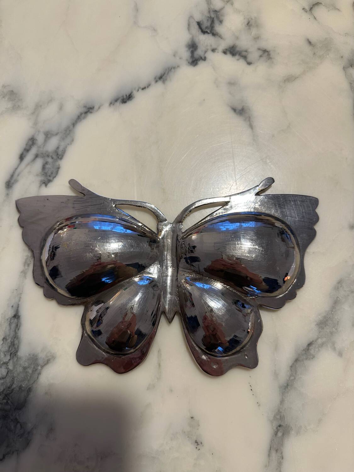 Vintage silver-plated butterfly catchall tray