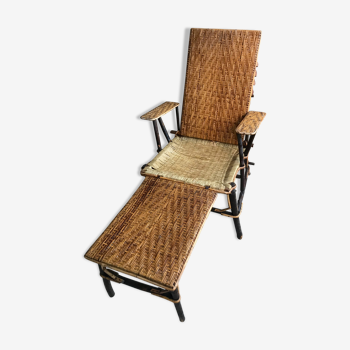 70s wicker lounge chair