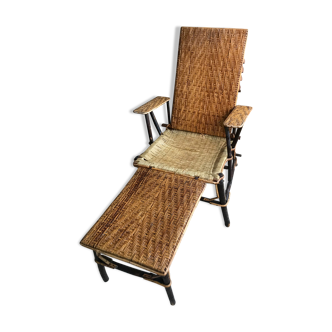70s wicker lounge chair