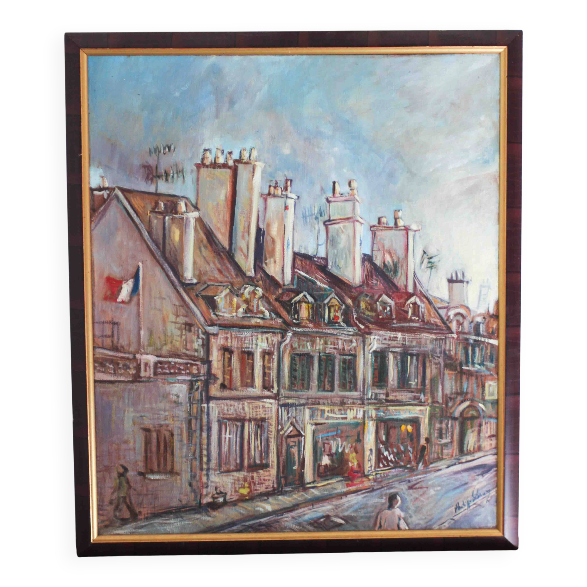 Oil on canvas - Village in France - Philippe Leroy