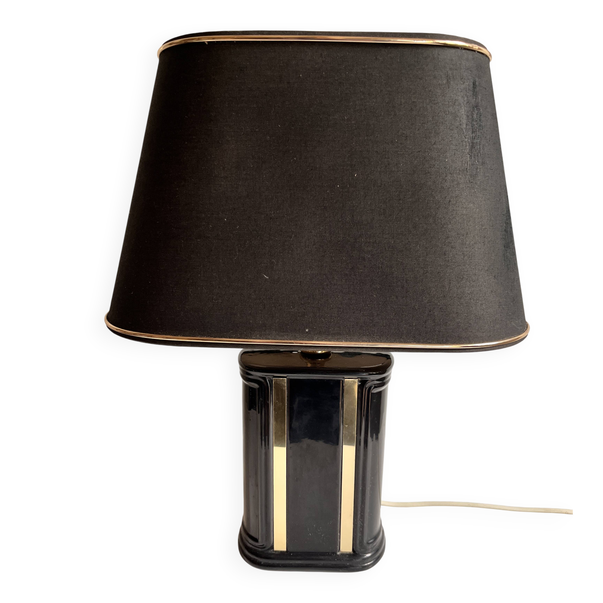 Lampe céramique noir et doré