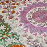 Antique hand embroidered silk suzani bedspread