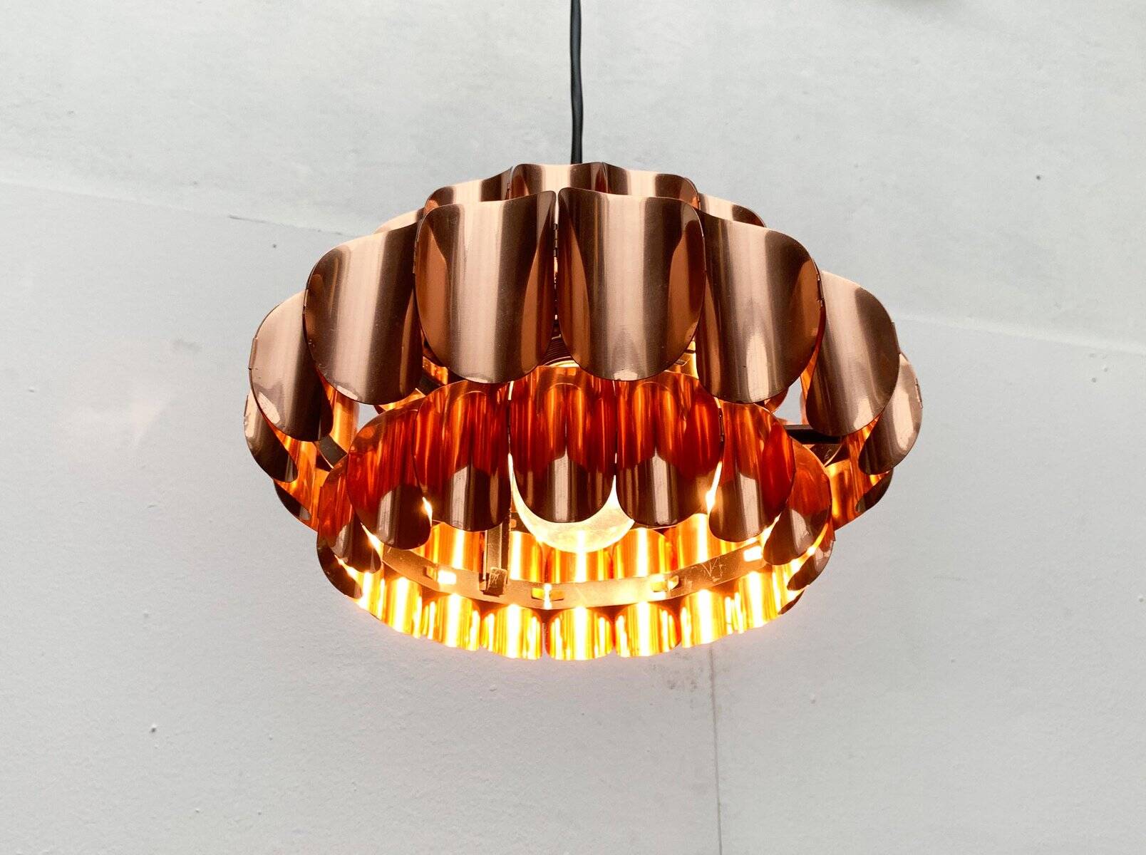 Copper pendant lamp Swiss type 810 modern mid-century by Hans Zender for Temde