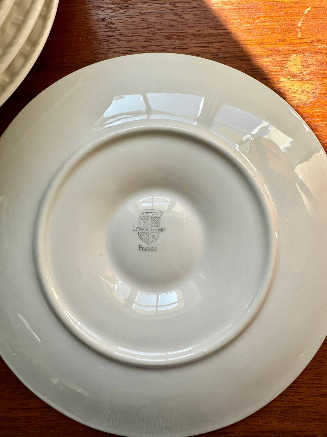 Set of 6 Longchamp France oyster plates – white earthenware