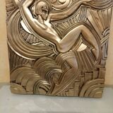 Grand Bas-relief danseuse "Folies bergère" d'après Maurice Picaud,