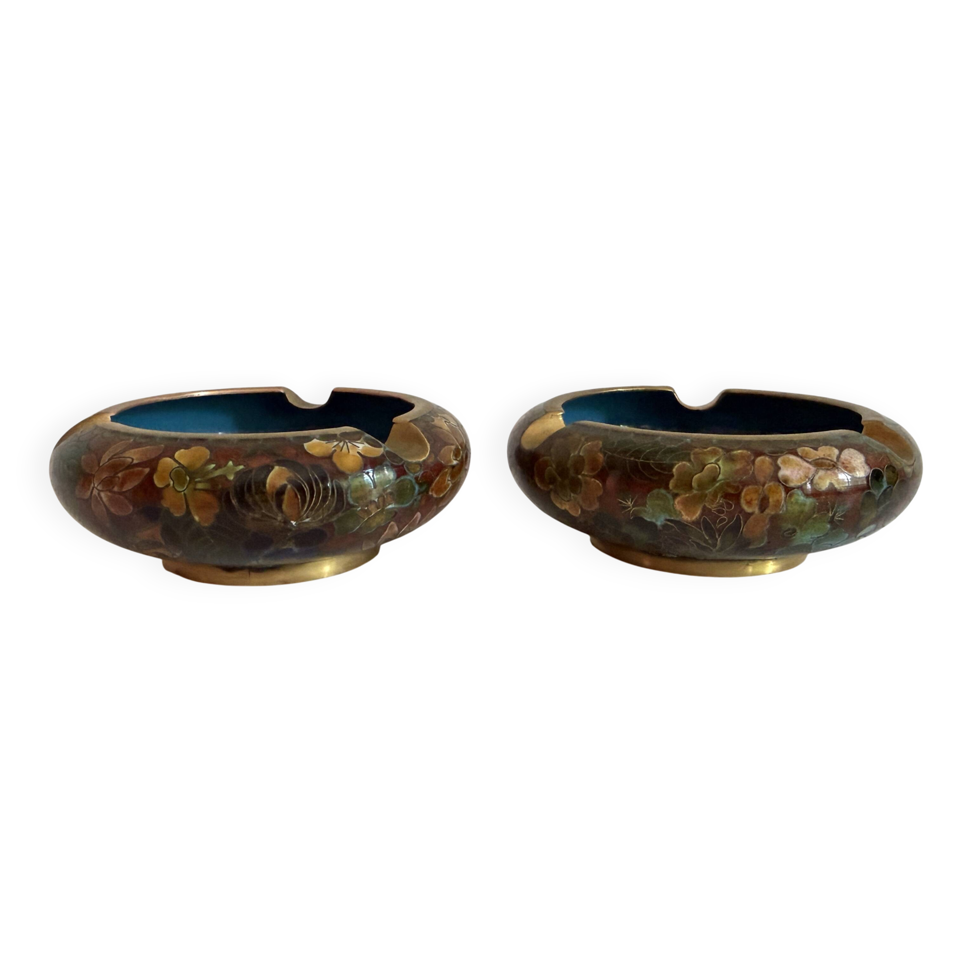 Cendriers en émaux cloisonnés. Lot de 2 cendriers