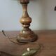 Lampe à poser bois tourné ancien | imprimé ocre végétal & botanique 