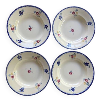 set of 4 Digoin soup plates, Mary Lou model