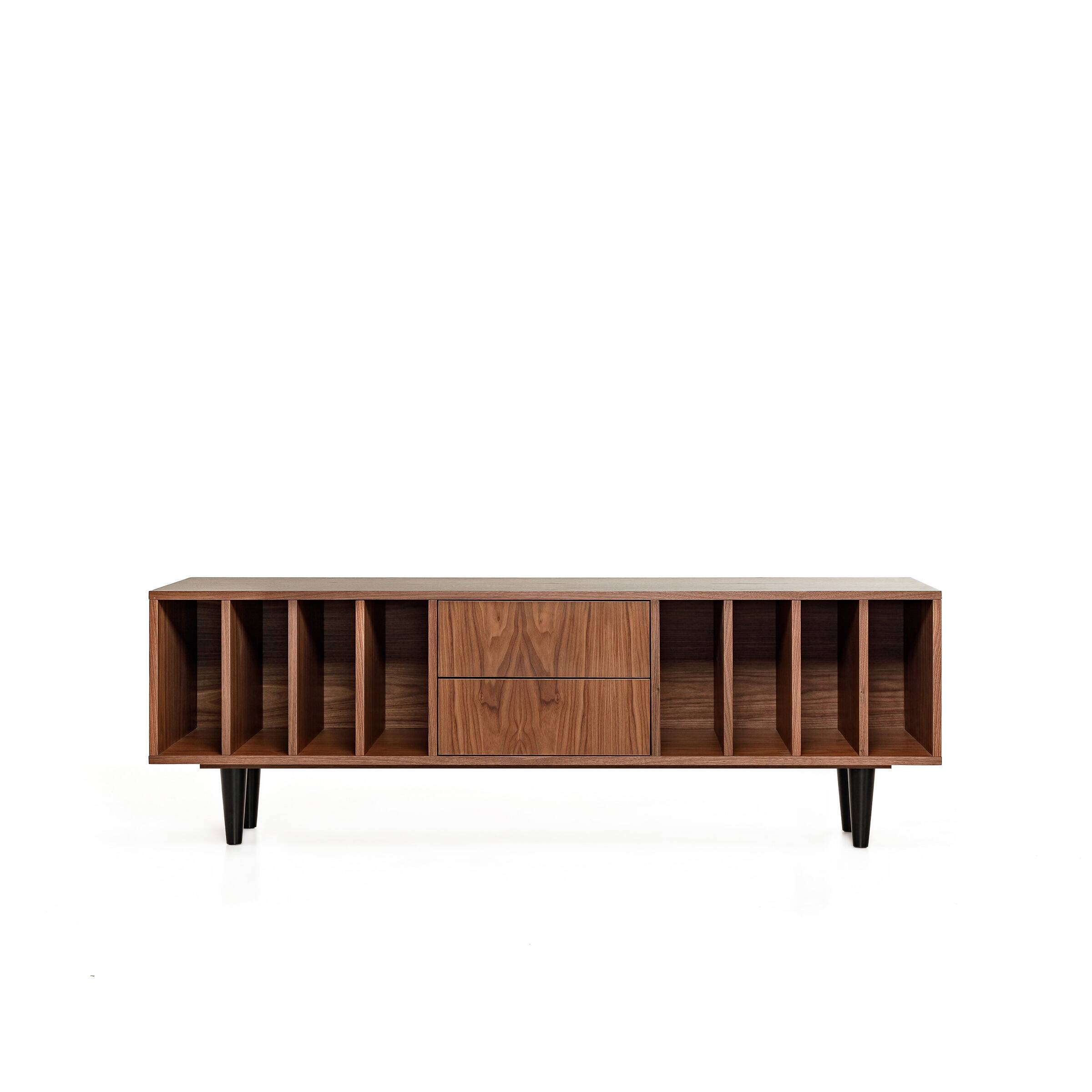 Vinyl Record Storage Cabinet Walnut "Nolana"