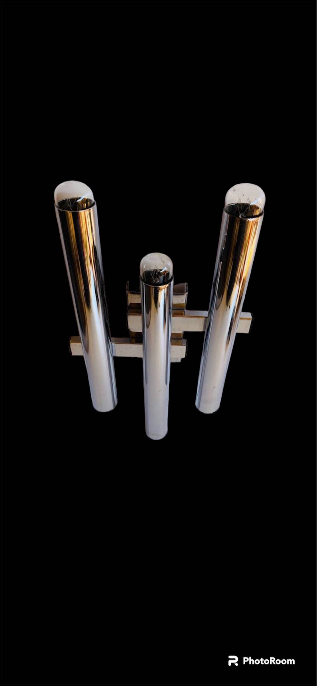 Sciolari Wall lamp metal Chrome Space Age, Italy 1970s