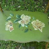 wooden side table painted flowers