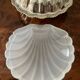 Vintage silver metal shell butter dish