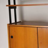 Vintage desk with modular bookcase in wood and metal, 1960