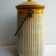 Art Deco milk pot, enamelled sheet as coffee maker, yellow and white signed BB