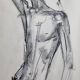 Charcoal study of a male nude, attributed to Maurice de Bus, gilded frame, 21 x 36 cm