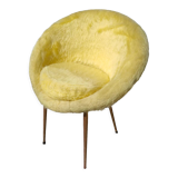 Yellow basket chair, spindle legs