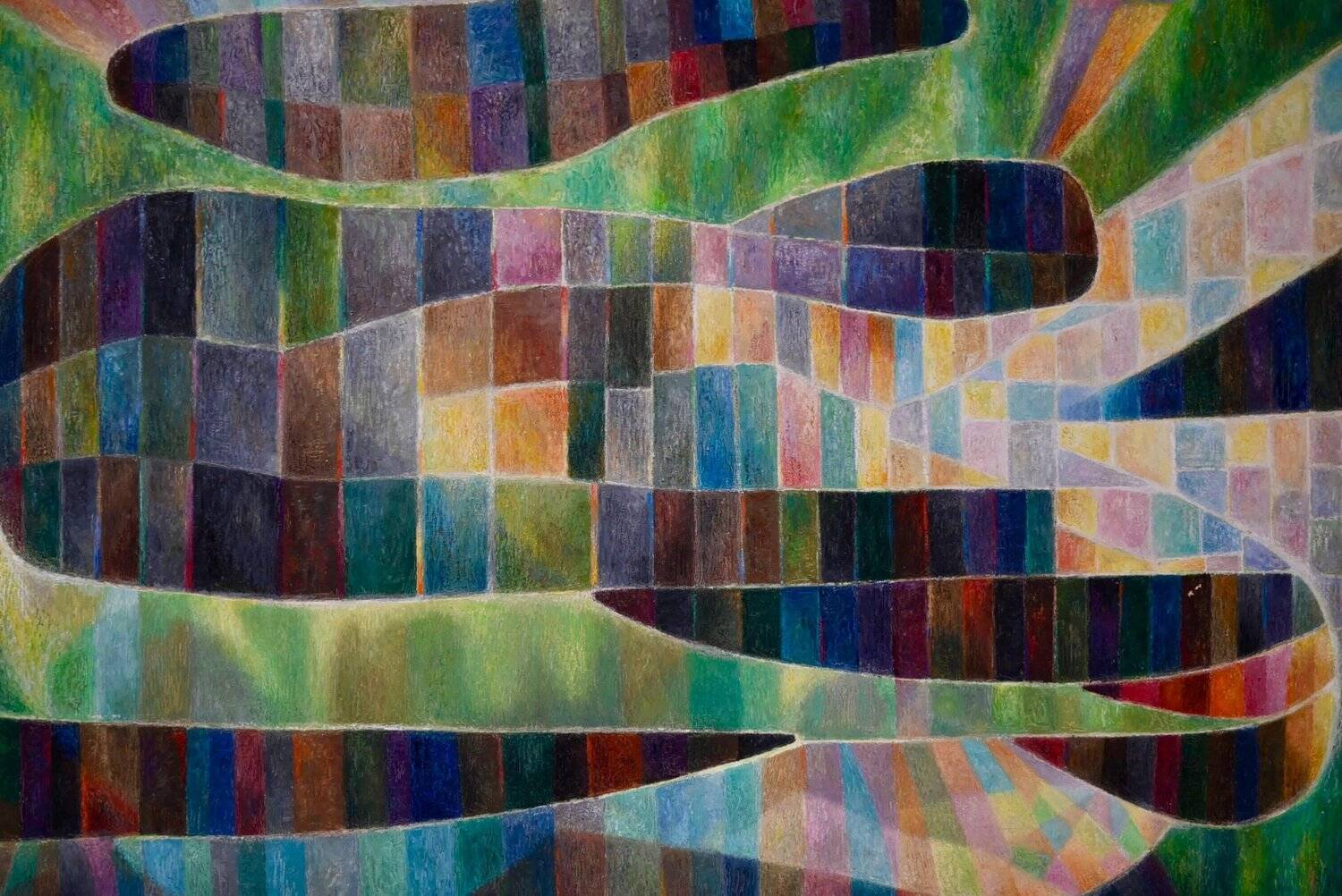 Large abstract painting Illumination by Daniel de Linière oil on canvas