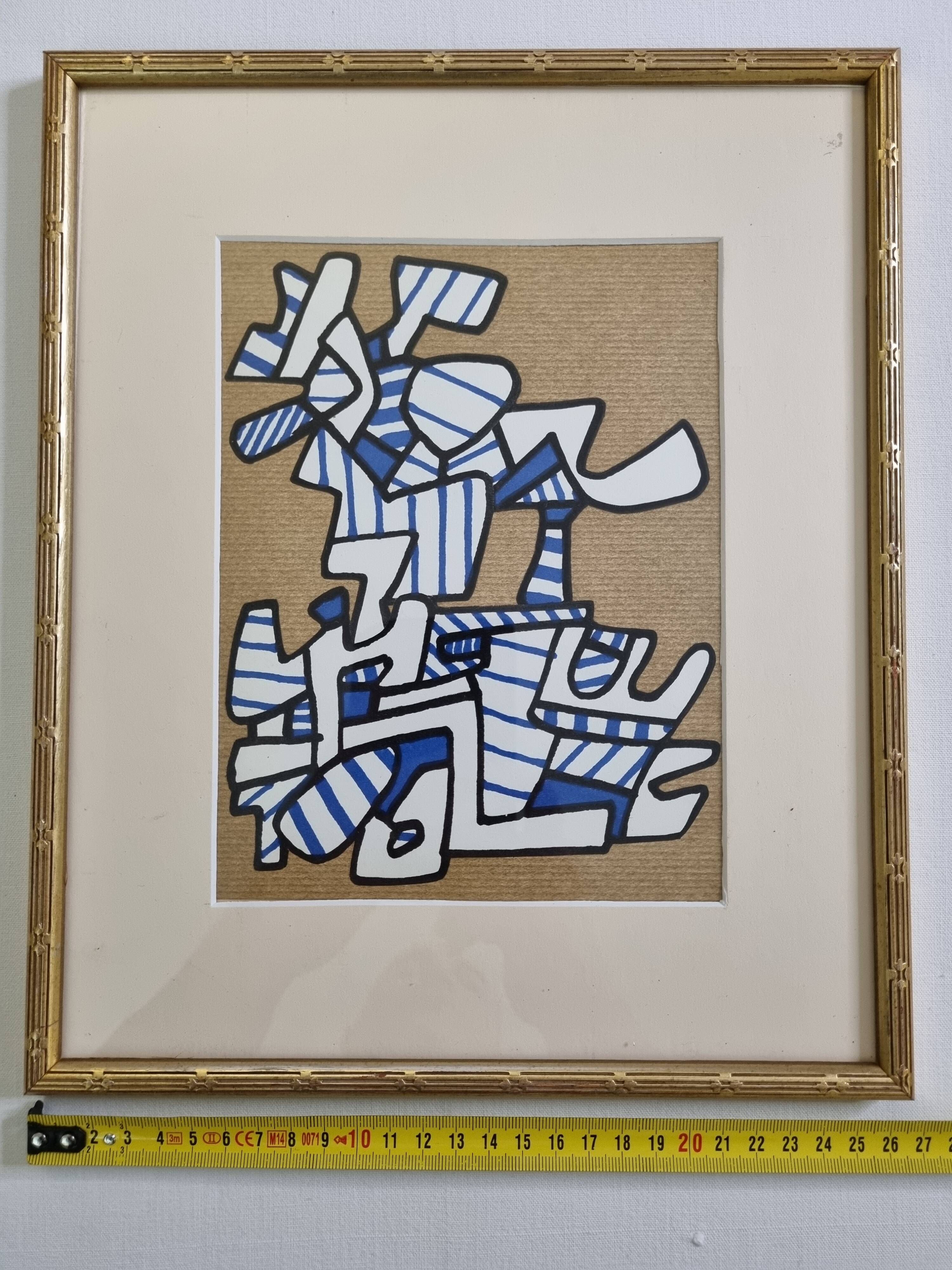 Screenprint after Jean Dubuffet framed under glass 27 cm by 32 cm