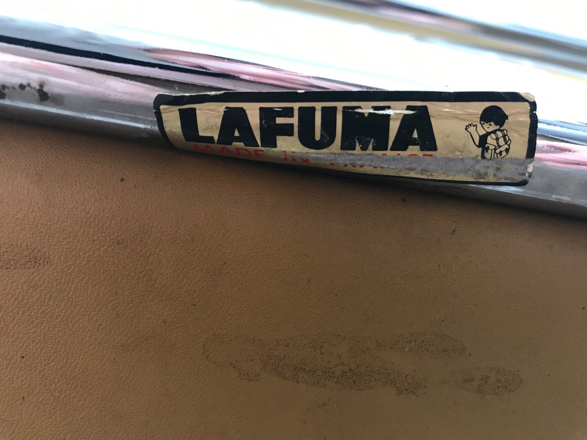 Pair of Lafuma armchairs in 1970s brown skai