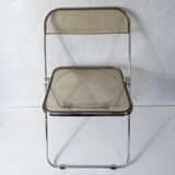 Vintage design folding chair in chrome and smoked polycarbonate