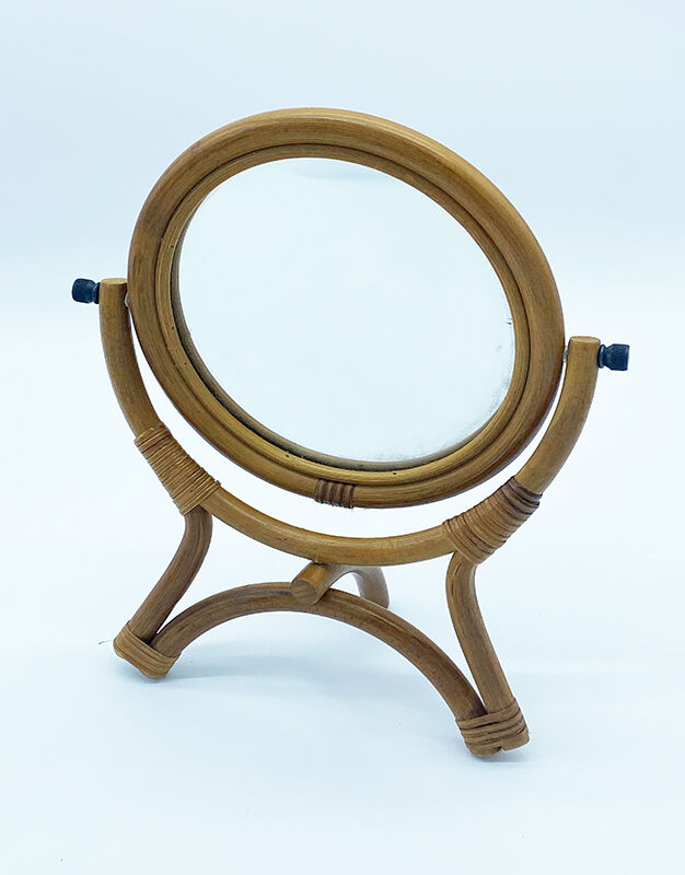 Rattan mirror on foot