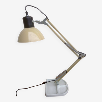 articulated architect lamp with white cast iron base, industrial style